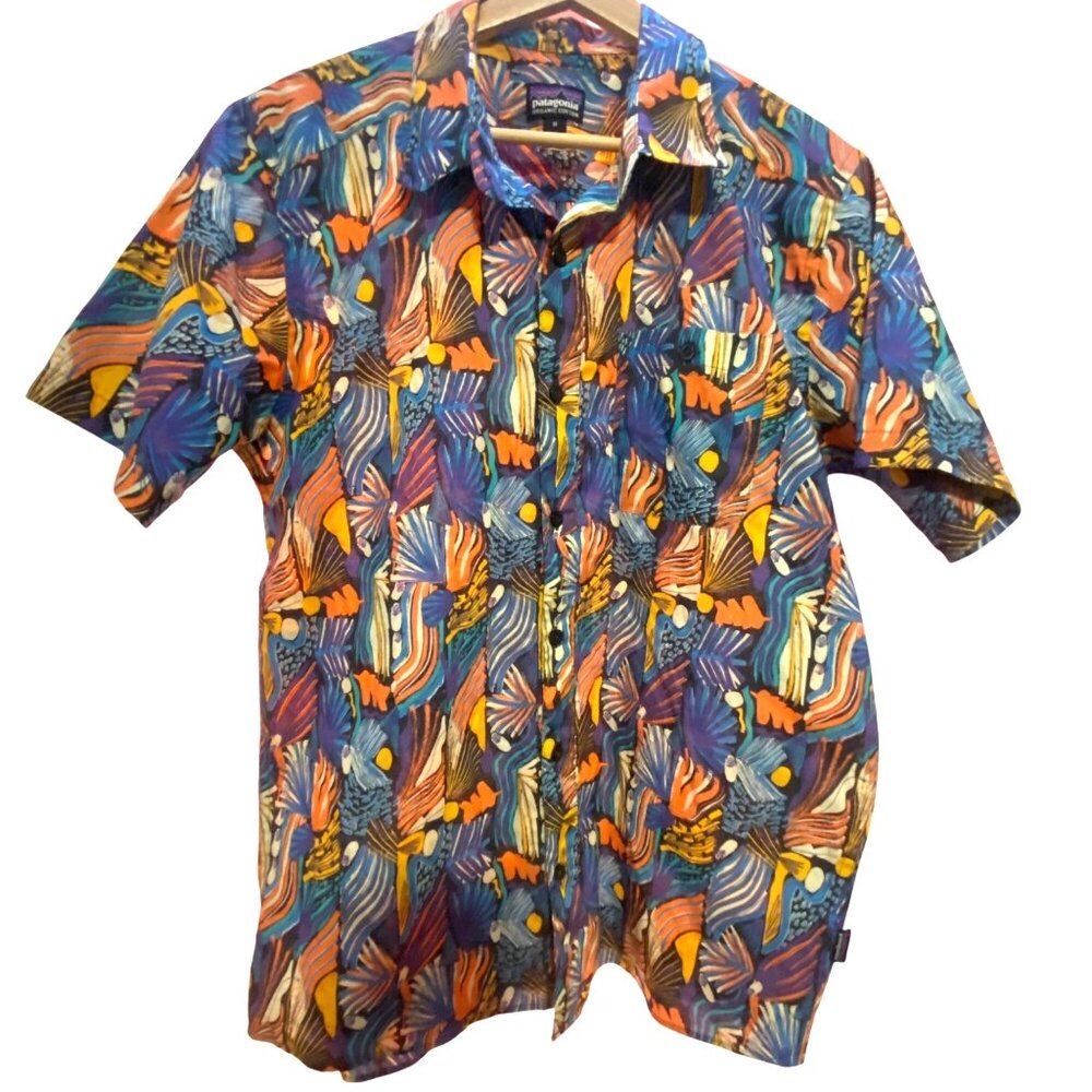 Patagonia Mens Abstract Colorful Button-Up Shirt Multicolor